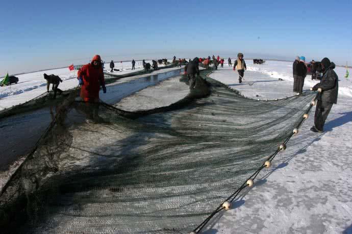 查干湖冬捕时渔网是如何下水的过程是怎样的